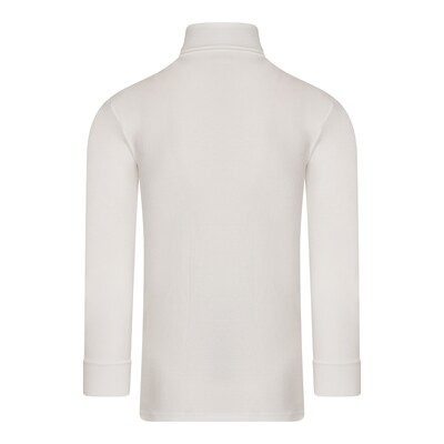 (15-400) Heren colshirt lange mouw Thermo wolwit L