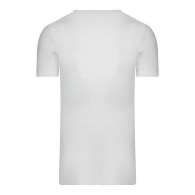 (11-545) Heren T-shirt diepe V-hals extra lang wit M