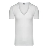 (11-545) Heren T-shirt diepe V-hals extra lang wit XL