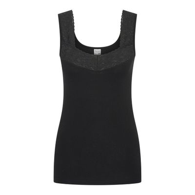 (07-494) Dames hemd Comfort feeling met kant Zwart M