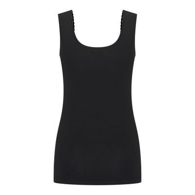 (07-494) Dames hemd Comfort feeling met kant Zwart M
