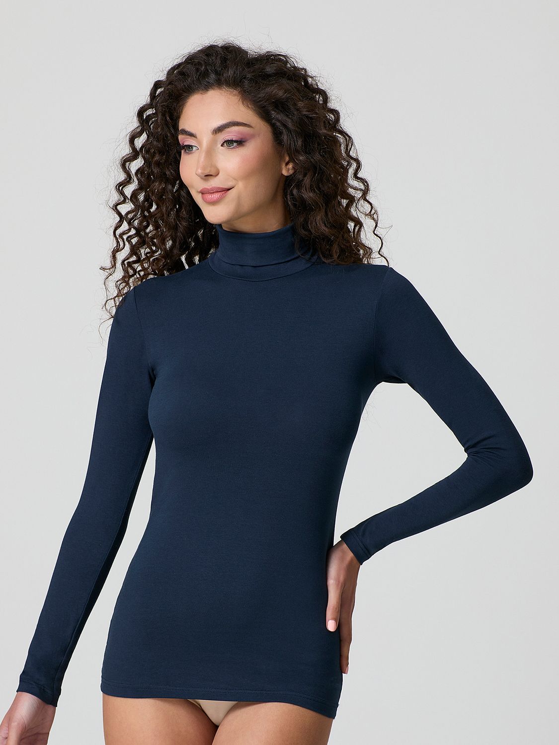 4267A Jadea D. T-shirt met Col lange mouw marine