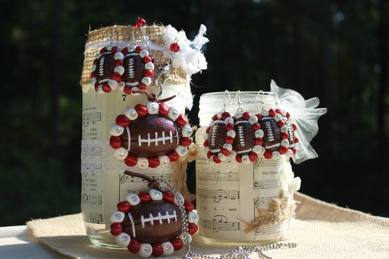 Alabama Clay Football pendant with hand-made chain (top pendant) and ball chain (bottom pendant)
