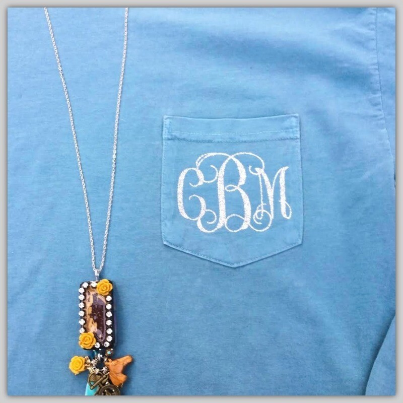 Custom Monogram Long Sleeve Pocket Tee