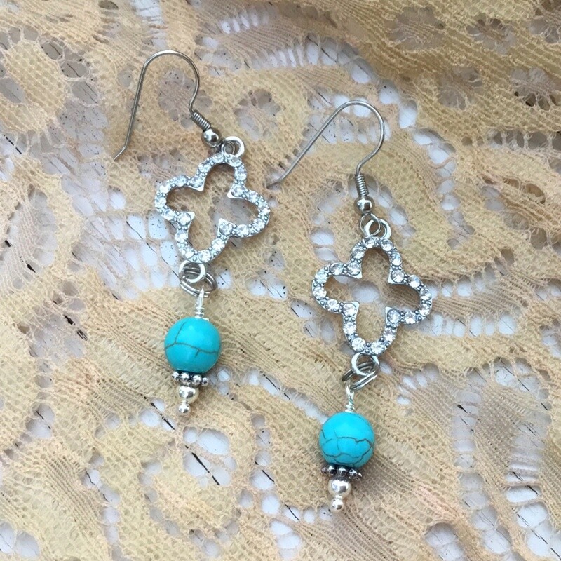 Grandma's Prayers Hope on Faith Turquoise And Silver EARRINGS