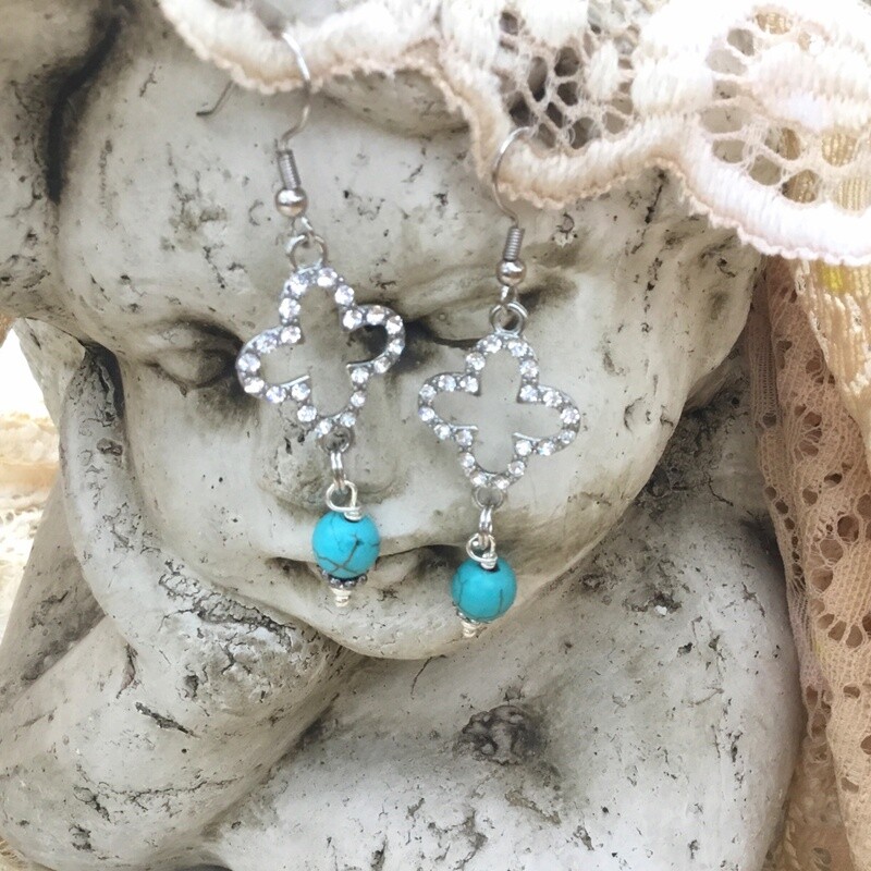 Grandma's Prayers Hope on Faith Turquoise And Silver EARRINGS