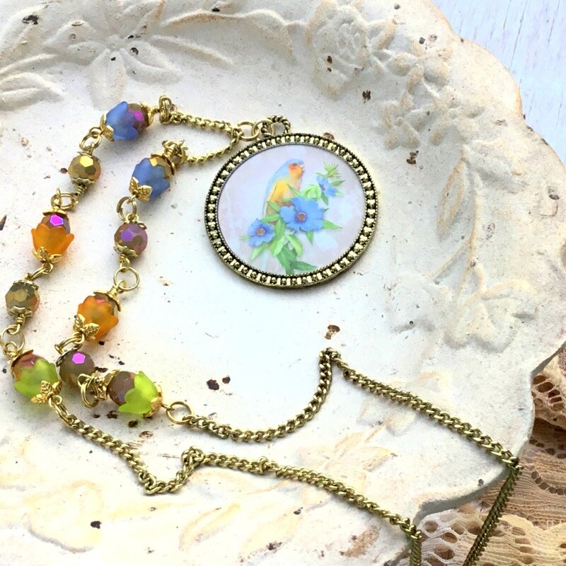 Bird in Bloom Vintage Inspired Romantic Necklace