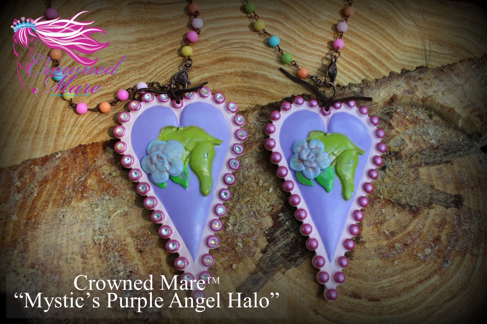 Mystic's Purple Angel Halo - Pendant (with crystals on left and without crystals on right)