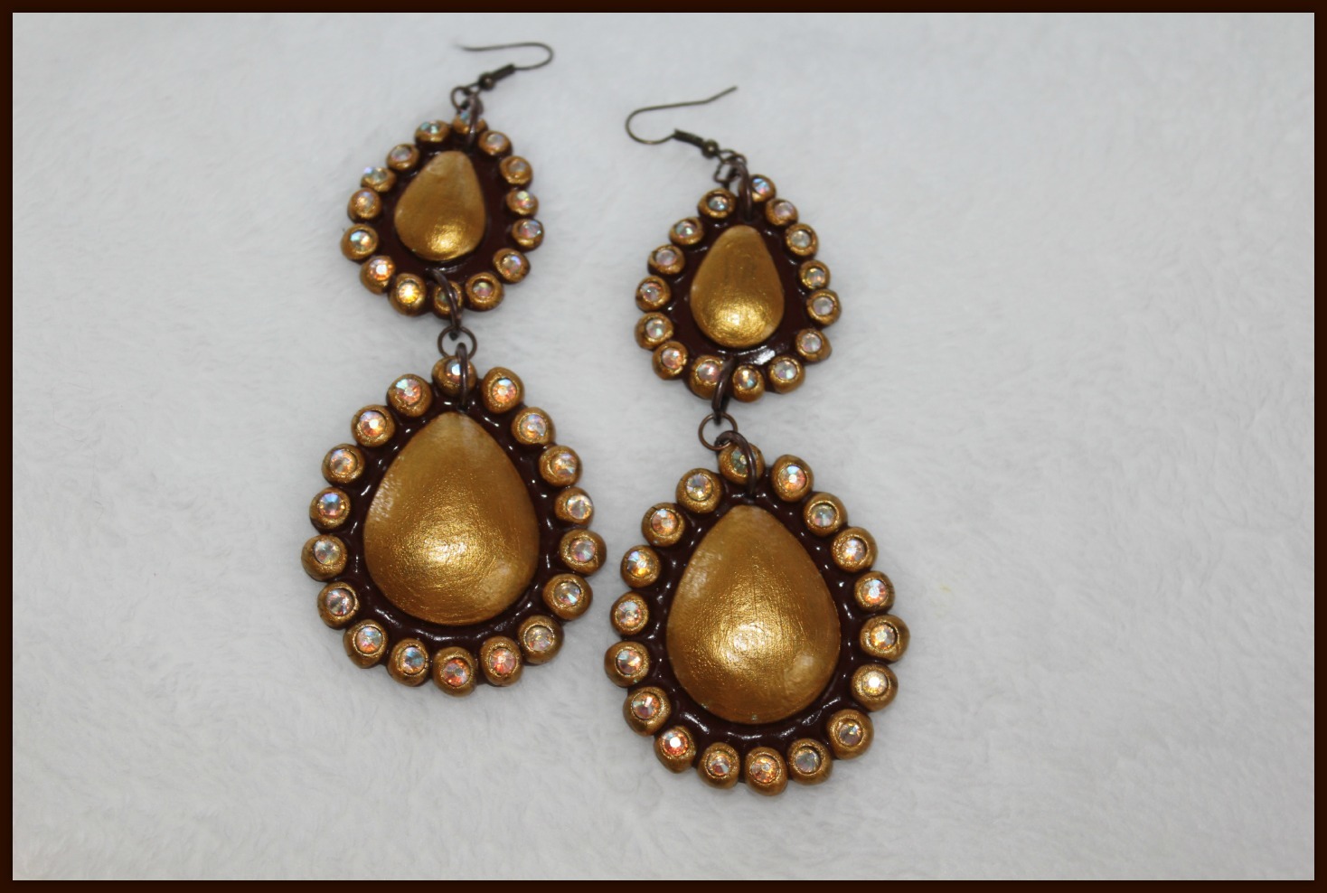 Double Tear Drop Earrings - Shimmering Gold