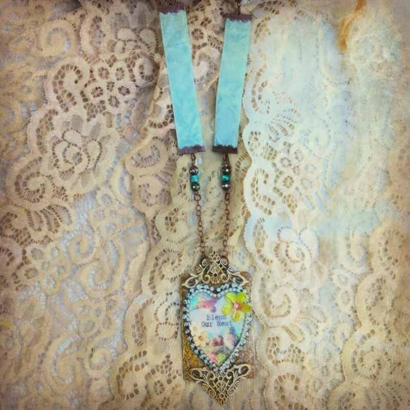 "Bless Our Nest" Clay and Metalk Heart Artisan Necklace