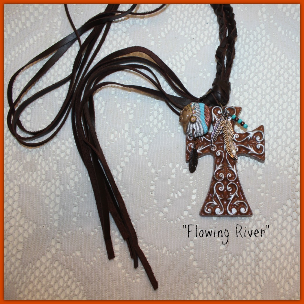 Flowing River Clay Cross Clay Indian Head Necklace