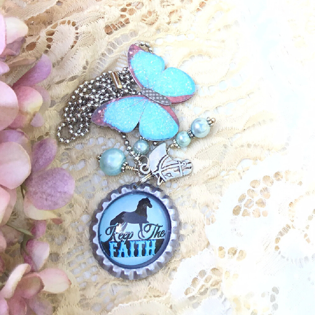 Keep The Faith Inspirational Spiritual Bottlecap Necklace