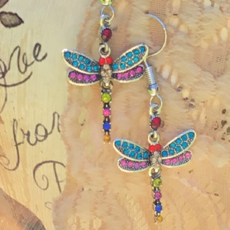 Heavenly Splendor Rhinestone Dragonfly Earrings