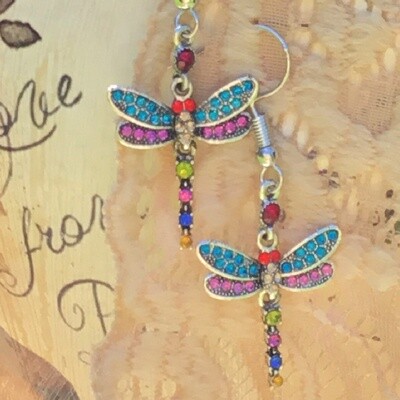Heavenly Splendor Rhinestone Dragonfly Earrings