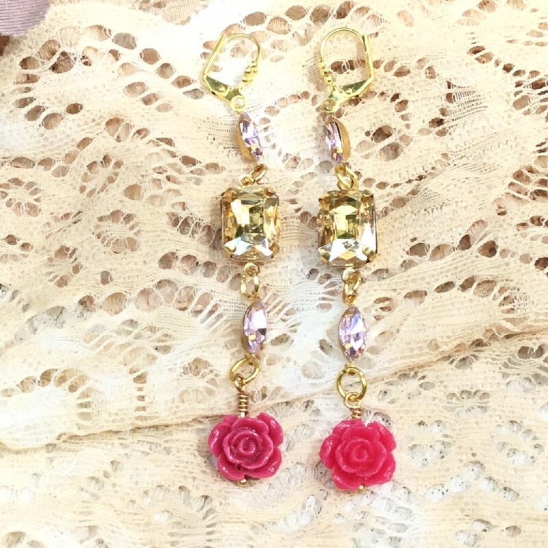 Old World Glamour Rose Earrings