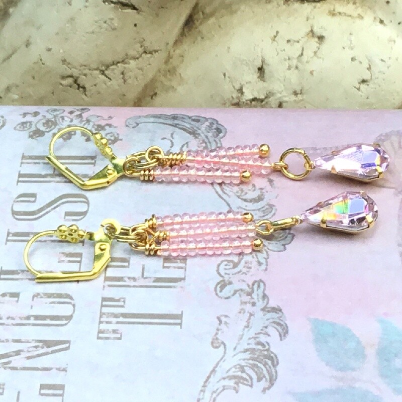Whispering Blush Rose Earrings