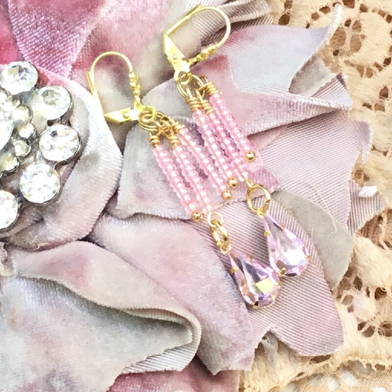 Whispering Blush Rose Earrings
