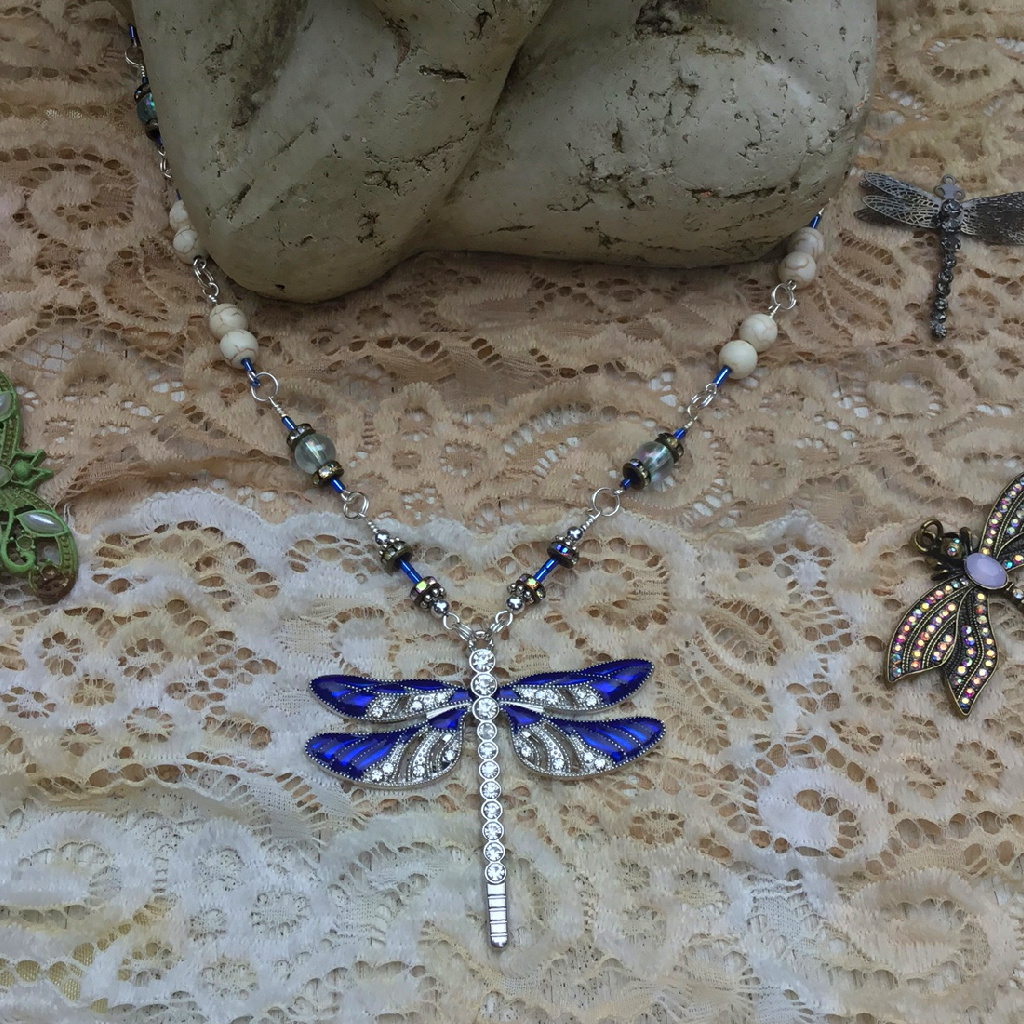 Lambrecht's Jewelers » Blue Plique-a-Jour Dragonfly Necklace
