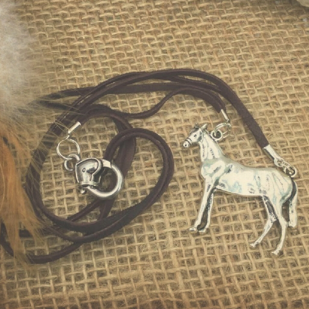 Horse of my Heart Silver Horse And Leather Necklace