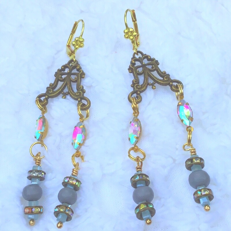 Romantic Vintage Luxurious Blue Earrings