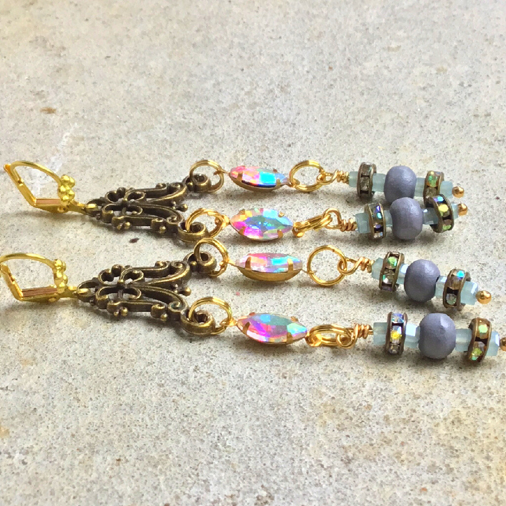 Romantic Vintage Luxurious Blue Earrings