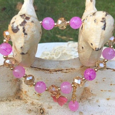 Butterfly Happiness Stretch Rope Bracelet Pink