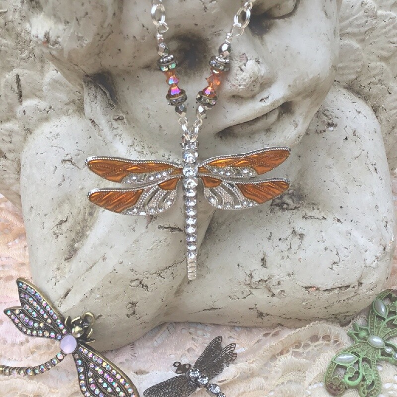 Sunburst She Slays Dragons Dragonfly Necklace