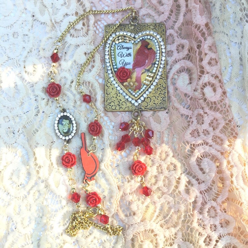Always With You Vintage Inspired Cardinal Memorial Necklace