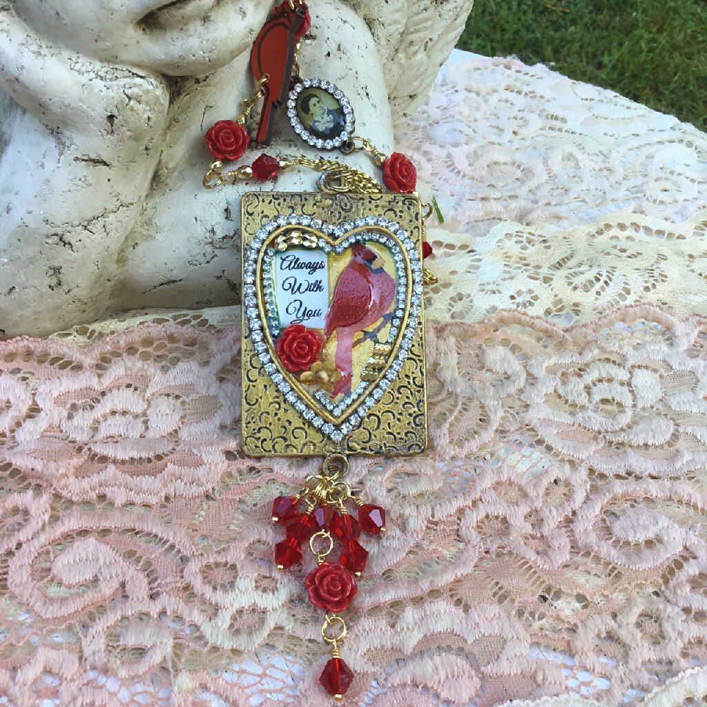 Always With You Vintage Inspired Cardinal Memorial Necklace