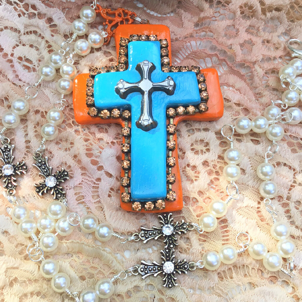 His Mercy Clay Cross Necklace