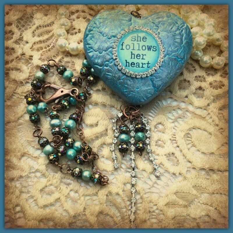 "she follows her heart" Clay Heart Artisan Necklace