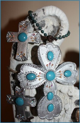 "His Amazing Grace" - Detailed Clay Cross with Crystals Earrings
