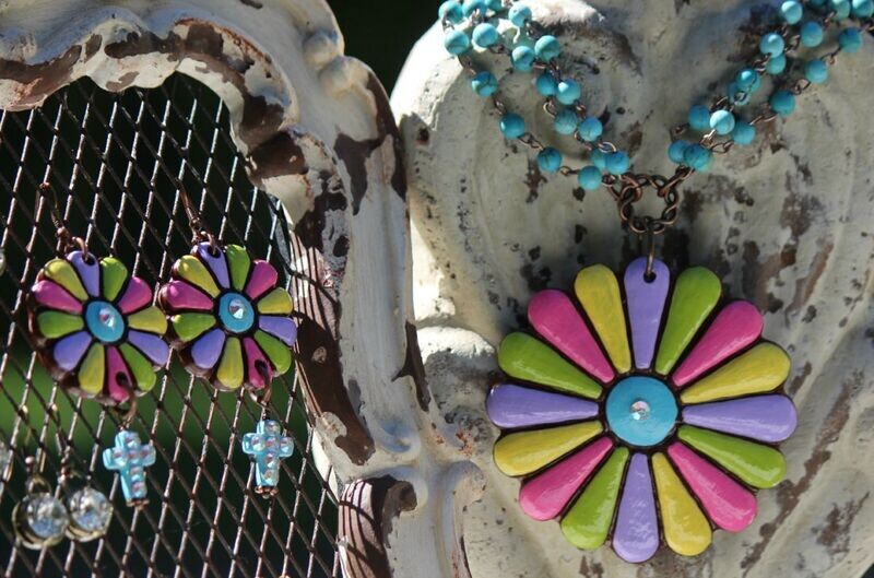 Bohemian Hippie Girl Clay Necklace