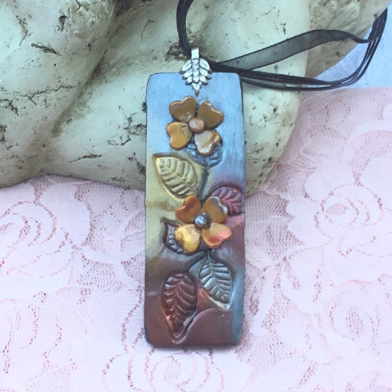 Leaves And Flowers Clay Necklace