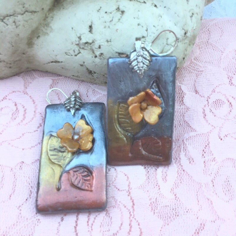 Leaves And Flowers Clay Earrings
