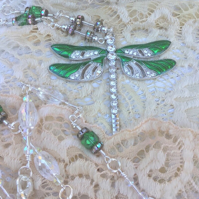 Emerald Green She Slays Dragons Dragonfly Necklace