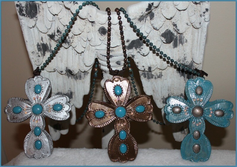 "His Amazing Grace" - Detailed Clay Cross with Crystals Necklace