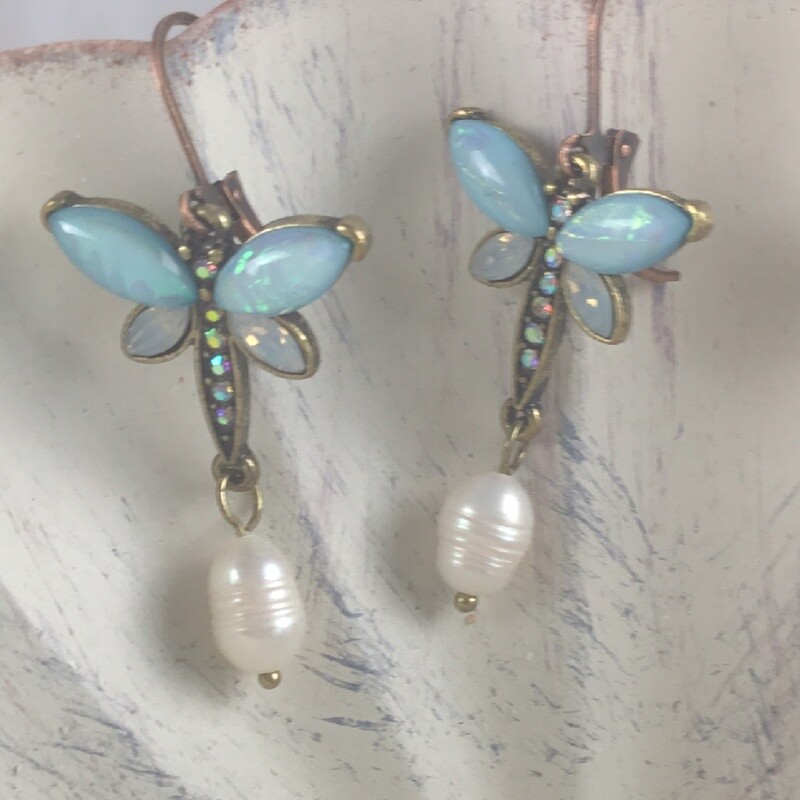 Pearl Dragonfly Earrings