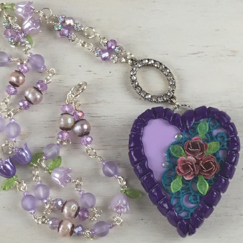 Lace Clay Heart Necklace