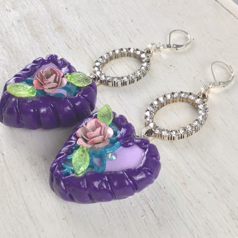Lace Clay Heart Earrings