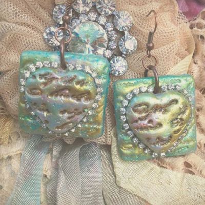 "Heartfelt Blessings" Earrings - Lagoon Blue and Gold