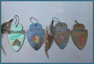 Horse Name Tag - Hand-stamped, hand-painted, personalized horse name tag - WITH FEATHER - Proudly made in Alabama
