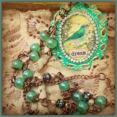 "Dreaming Being" Necklace - Mixed media shabby, vintage, romantic "dream" necklace