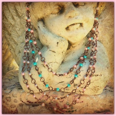 "Layered Romance" - shabby, romantic small bead necklace perfect for layering.
