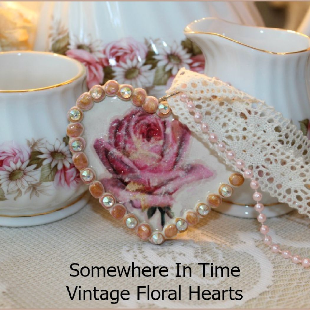 Vintage Floral Hearts Necklace