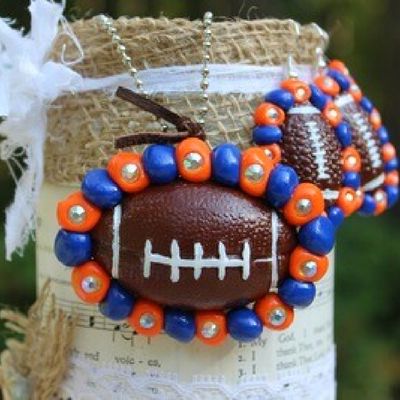 Auburn Football Clay Pendant on silver tone BALL CHAIN
