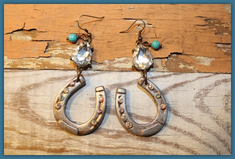 Earrings - "Horses, Horseshoes and Crystals"