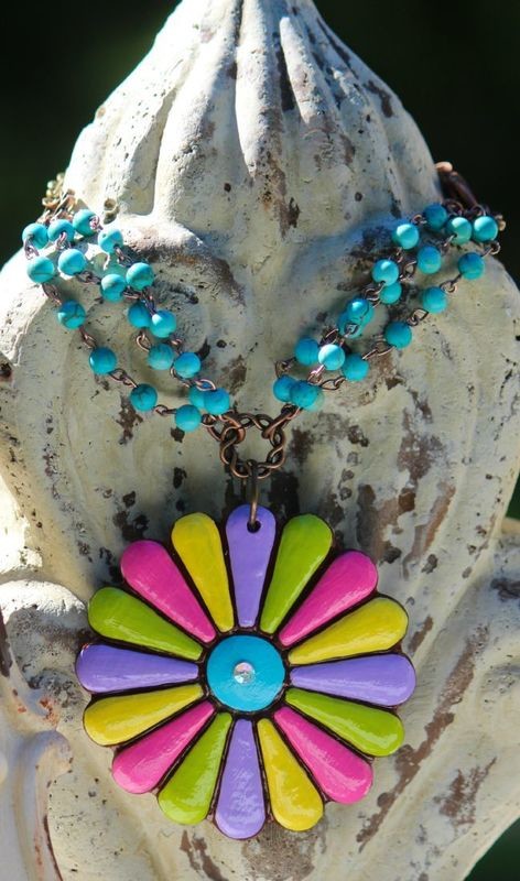 Bohemian Hippie Girl Clay Necklace