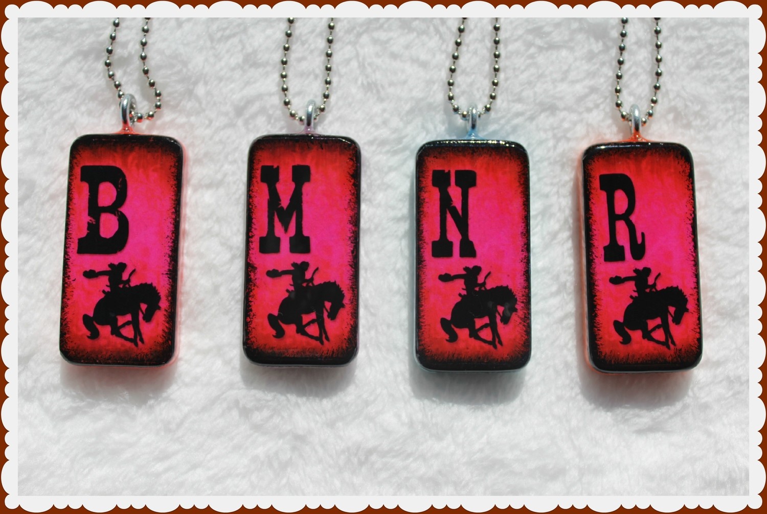 Cowgirl Initials - High Gloss Domino Pendants With Coordinating Bead
