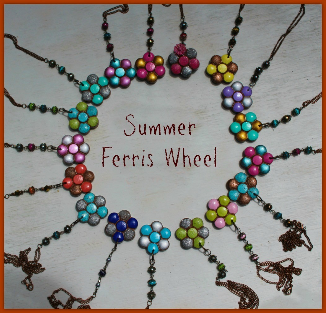 Summer Ferris Wheel- Clay flower in exquisite summer colors - Proudly made in Alabama